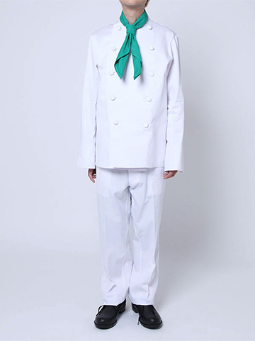 グリースカーフとシェフの衣装を着用した写真（男性）