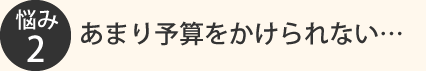 悩み2：あまり予算をかけられない